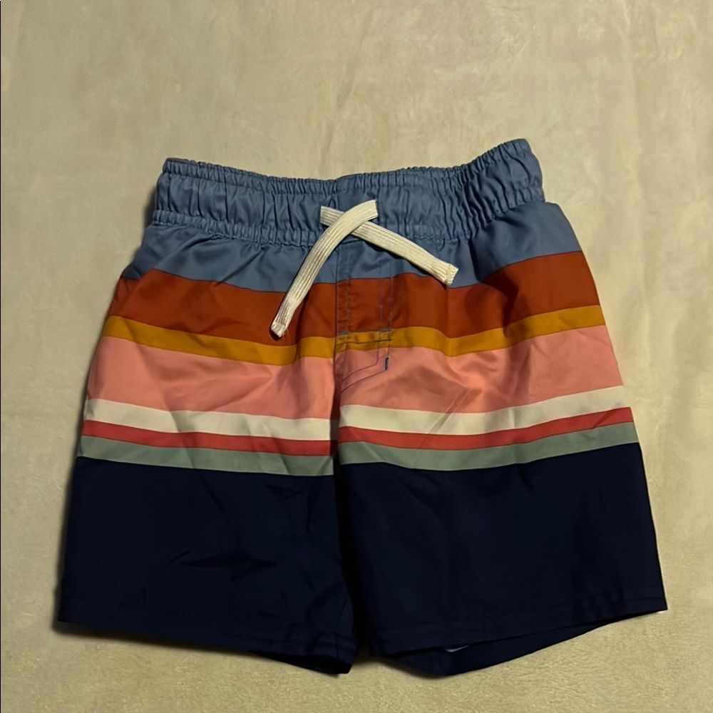 Cat & Jack Blue and Orange Swim Trunks with Elastic Waistband